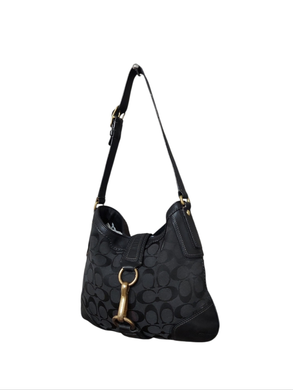 Coach Y2K Vintage 2000 Hamptons Signature Canvas & Leather Hobo Bag W/Brass - Picture 4 of 12